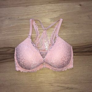 Lacey peach razor back push up bra